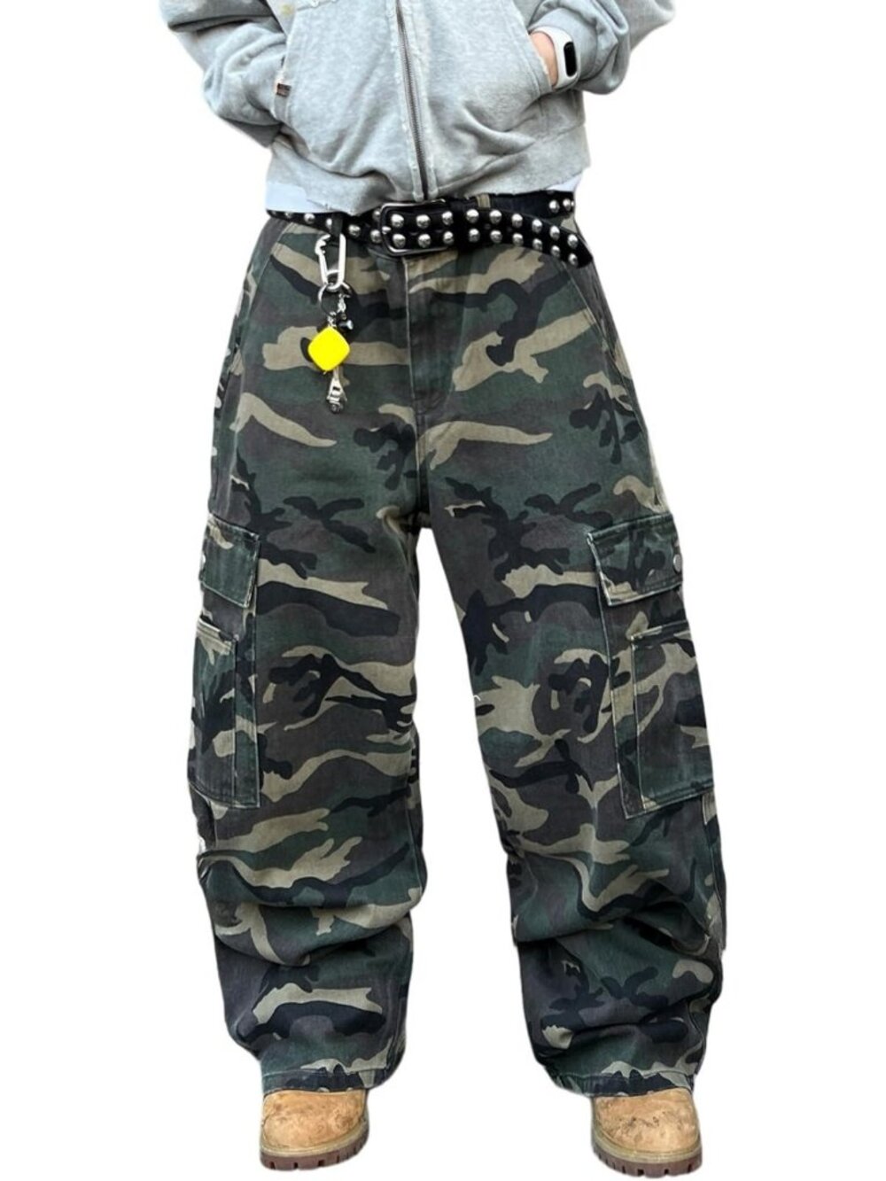 Men's Camo Cargo Pants - Baggy Camouflage Army Fatigue for Outdoor Hunting